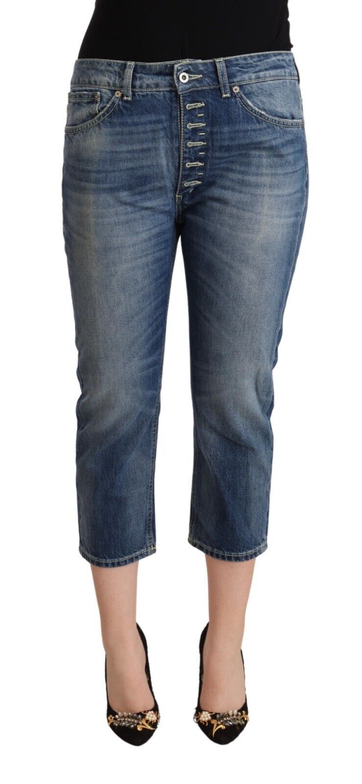 Dondup Blue Washed Mid Waist Capri Jeans