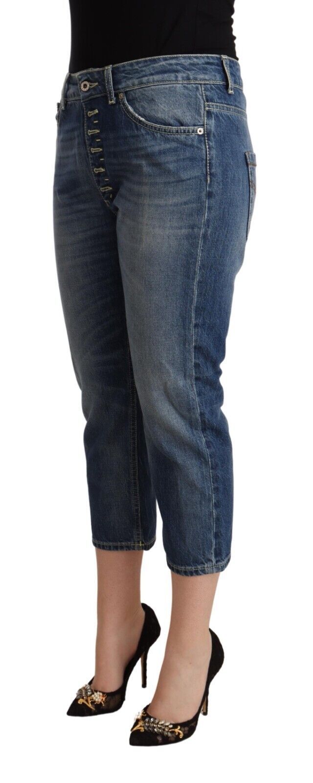 Dondup Blue Washed Mid Waist Capri Jeans