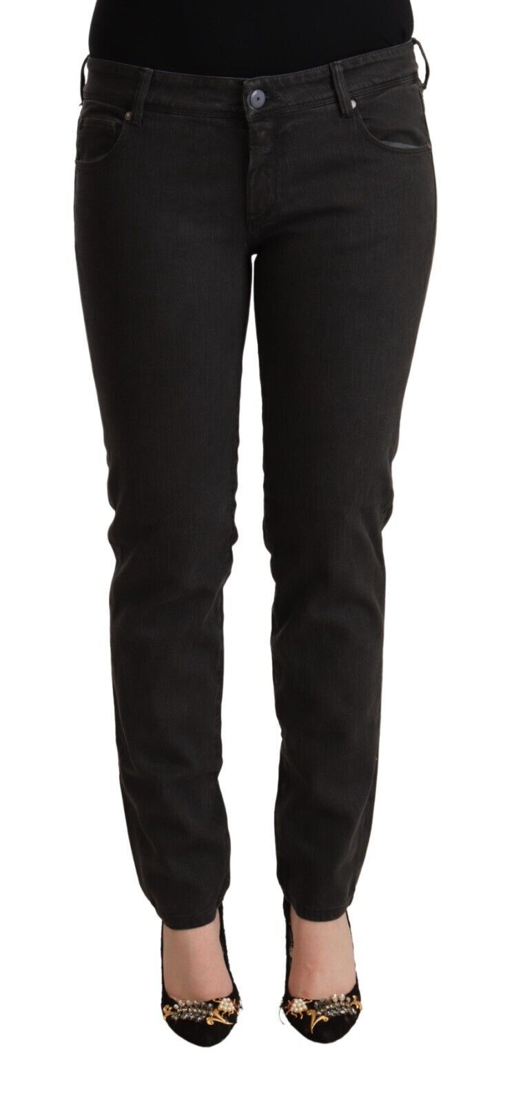 Ermanno Scervino Schwarze Low-Waist Skinny Jeans aus Baumwolle