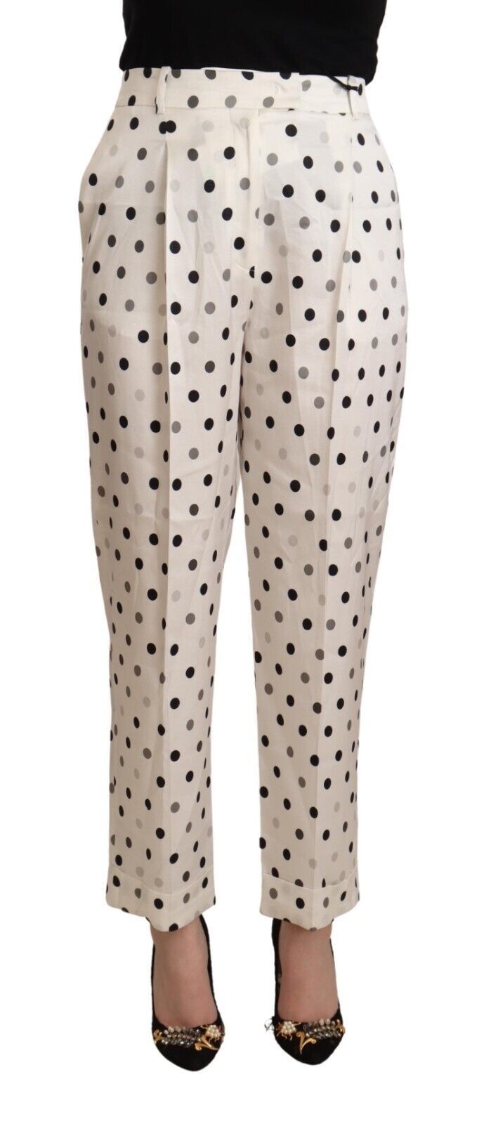 Ermanno Scervino Weiße High-Waist Tapered Hose mit Tupfen