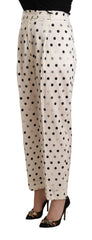Ermanno Scervino Weiße High-Waist Tapered Hose mit Tupfen