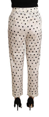 Ermanno Scervino Weiße High-Waist Tapered Hose mit Tupfen