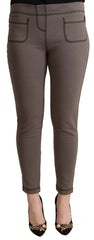 John Galliano Grau Baumwolle Mid Waist Stretch Leggings Cropped Pants