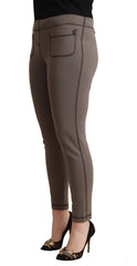 John Galliano Grau Baumwolle Mid Waist Stretch Leggings Cropped Pants