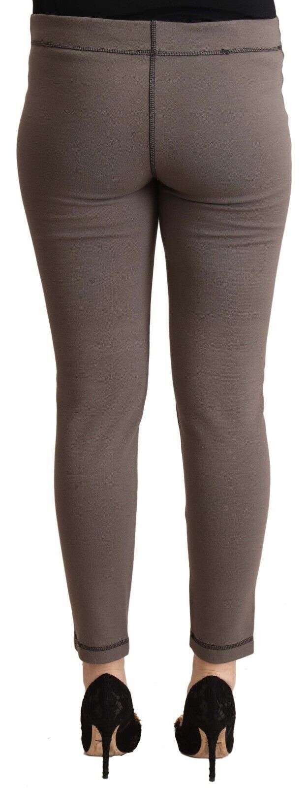 John Galliano Grau Baumwolle Mid Waist Stretch Leggings Cropped Pants