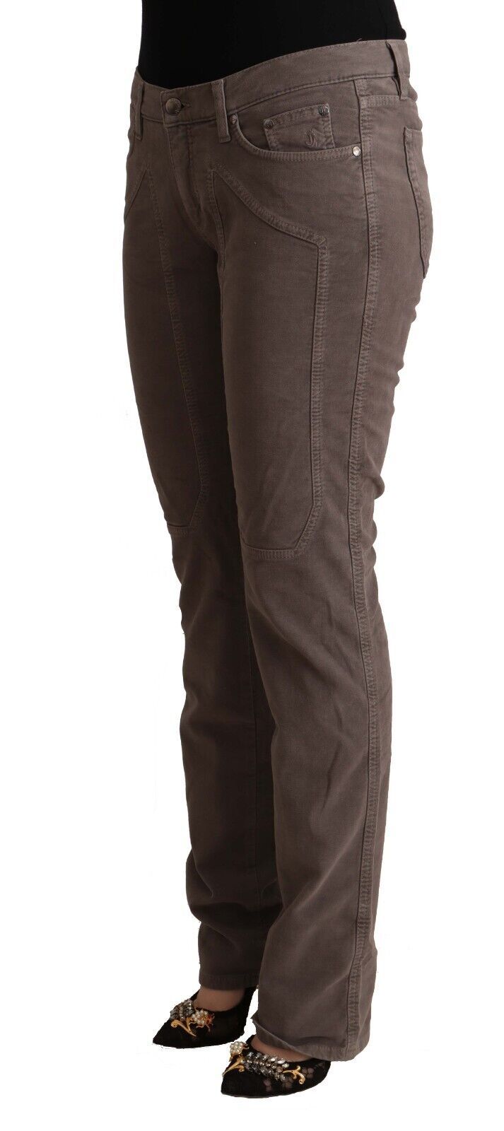 Jeckerson Braune Baumwolle Hüftjeans mit ikonischen Patches