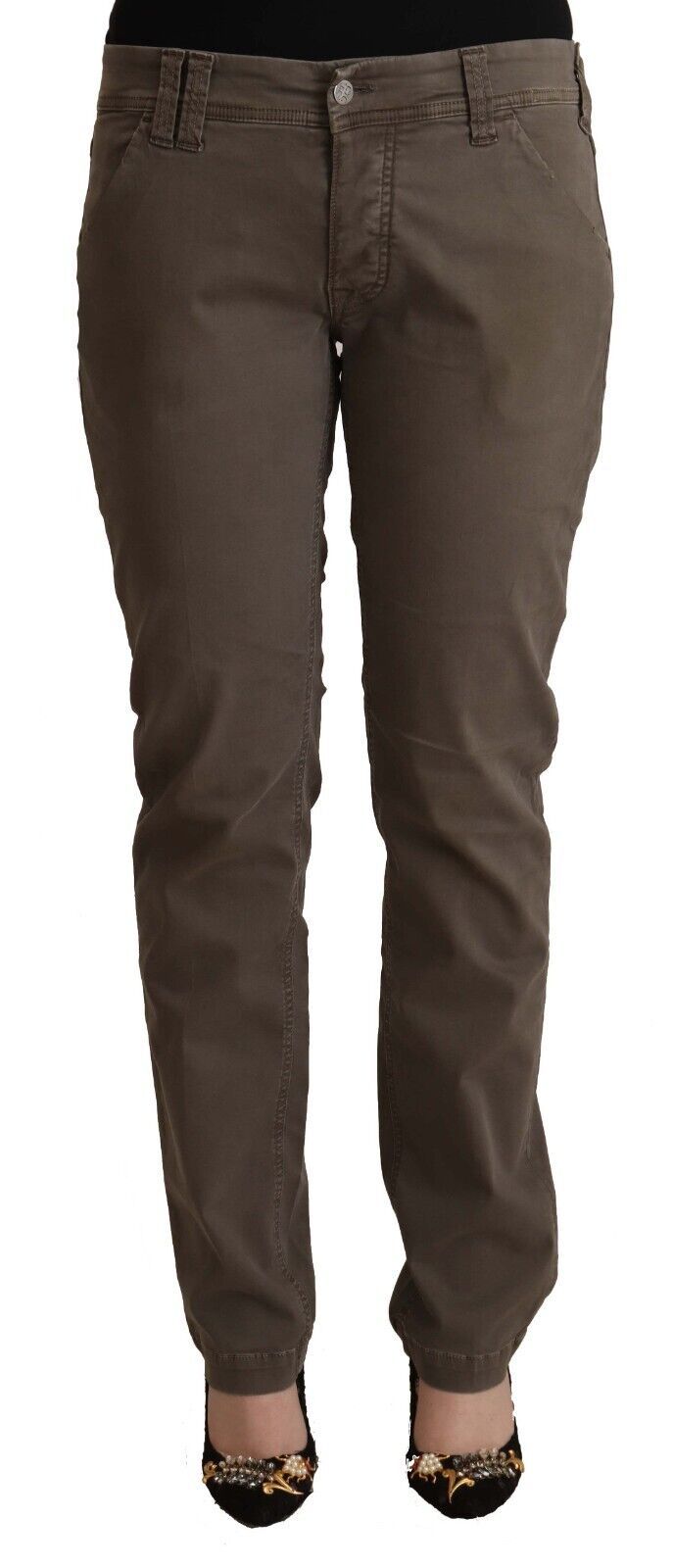 CYCLE Braune Baumwoll-Low-Waist Skinny Casual Jeans