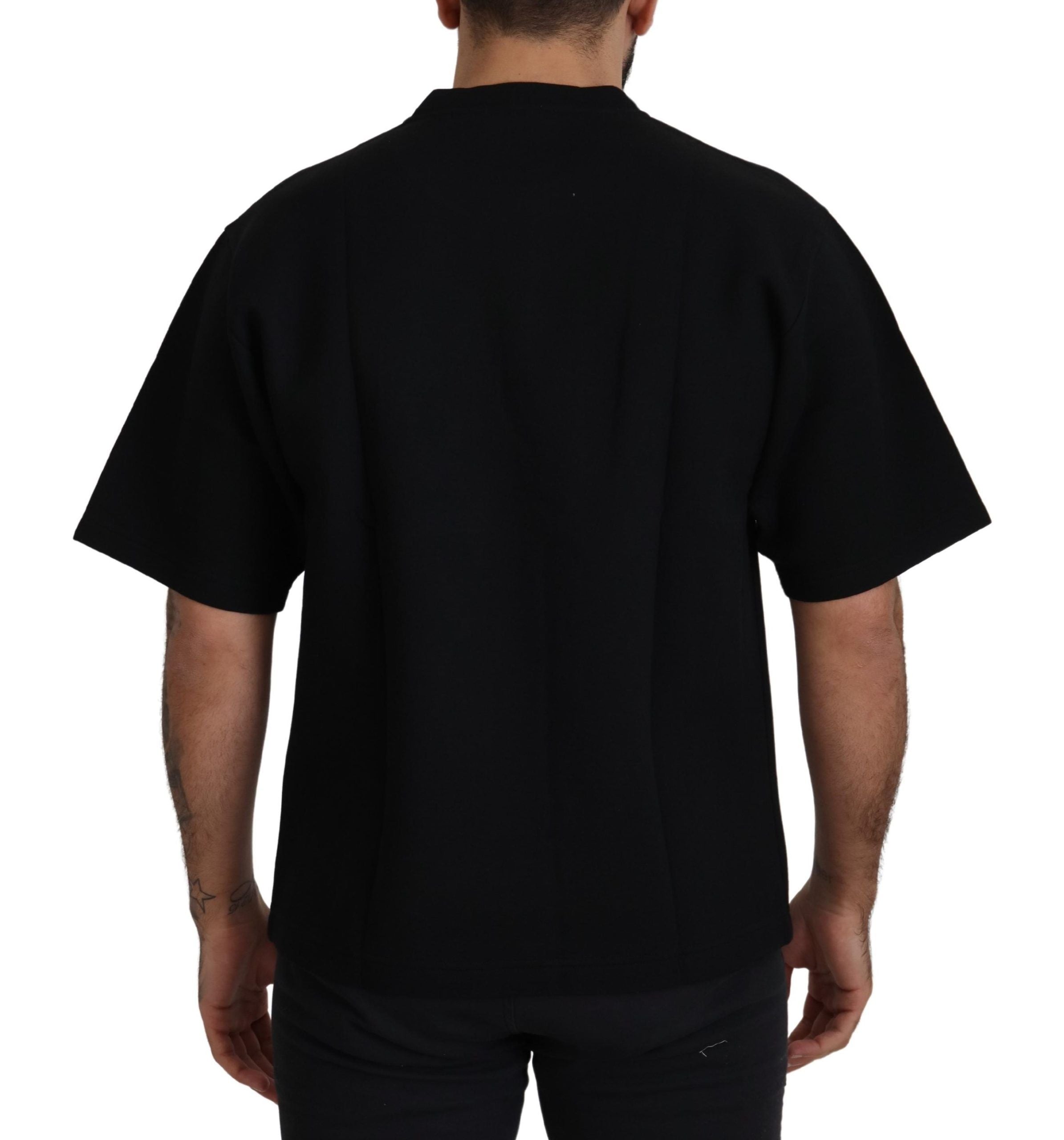 Dolce & Gabbana Schwarzes Baumwoll-T-Shirt mit Logo und Rundhalsausschnitt
