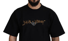 Dolce & Gabbana Schwarzes Baumwoll-T-Shirt mit Logo und Rundhalsausschnitt