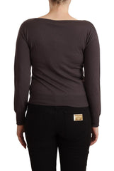 John Galliano Brauner Wollpullover mit Pailletten und langen Ärmeln