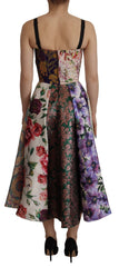 Dolce & Gabbana Jurk Midi Patchwork Bloemen Jacquard Zijde