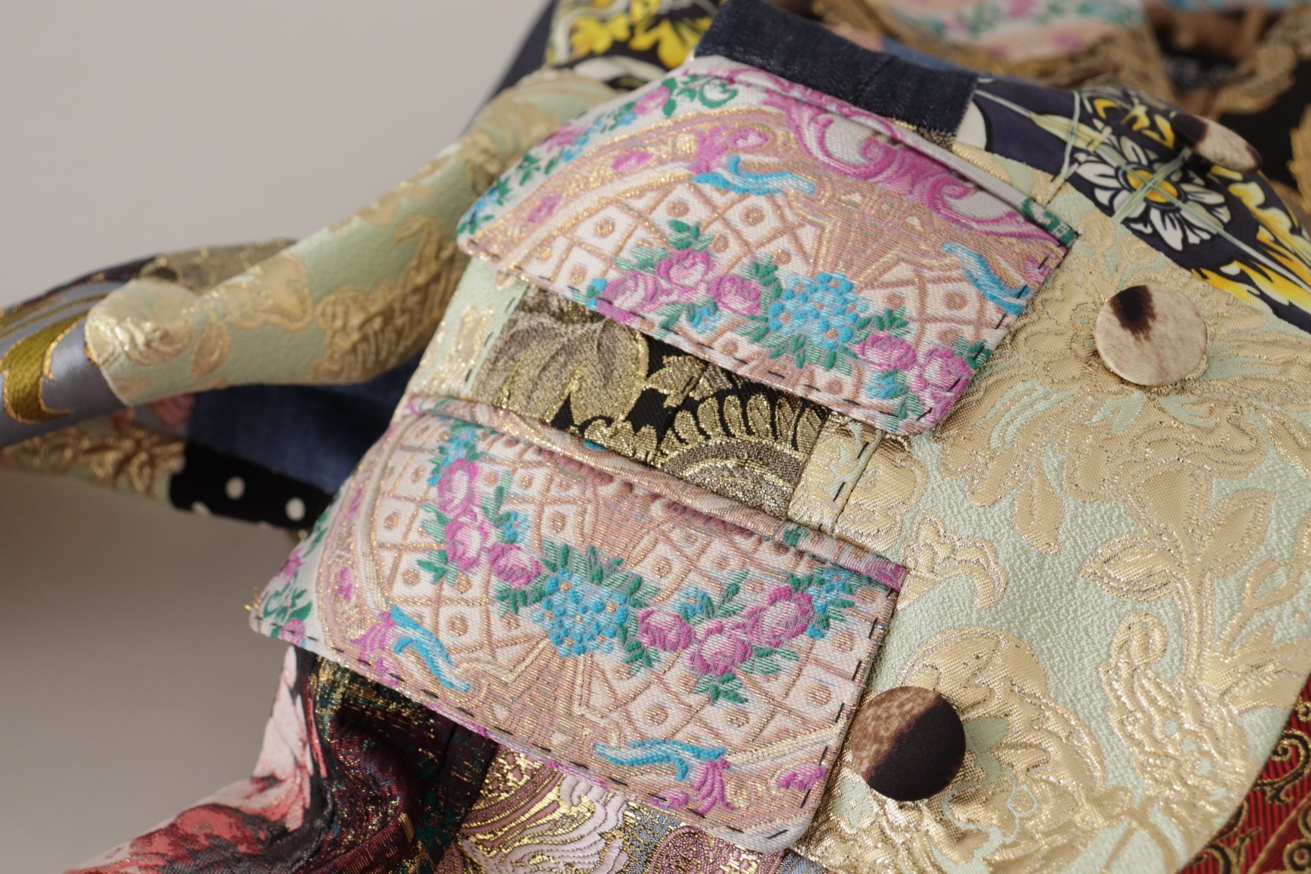 Dolce & Gabbana Mehrfarbiger zweireihiger Patchwork-Jacquard-Blazer