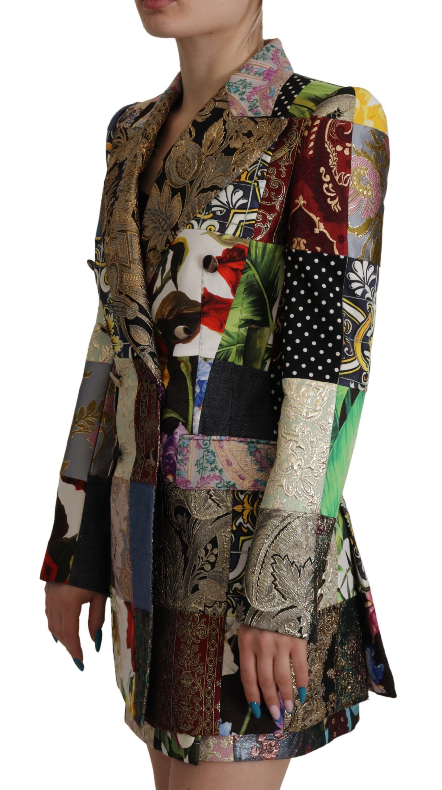 Dolce & Gabbana Mehrfarbiger zweireihiger Patchwork-Jacquard-Blazer