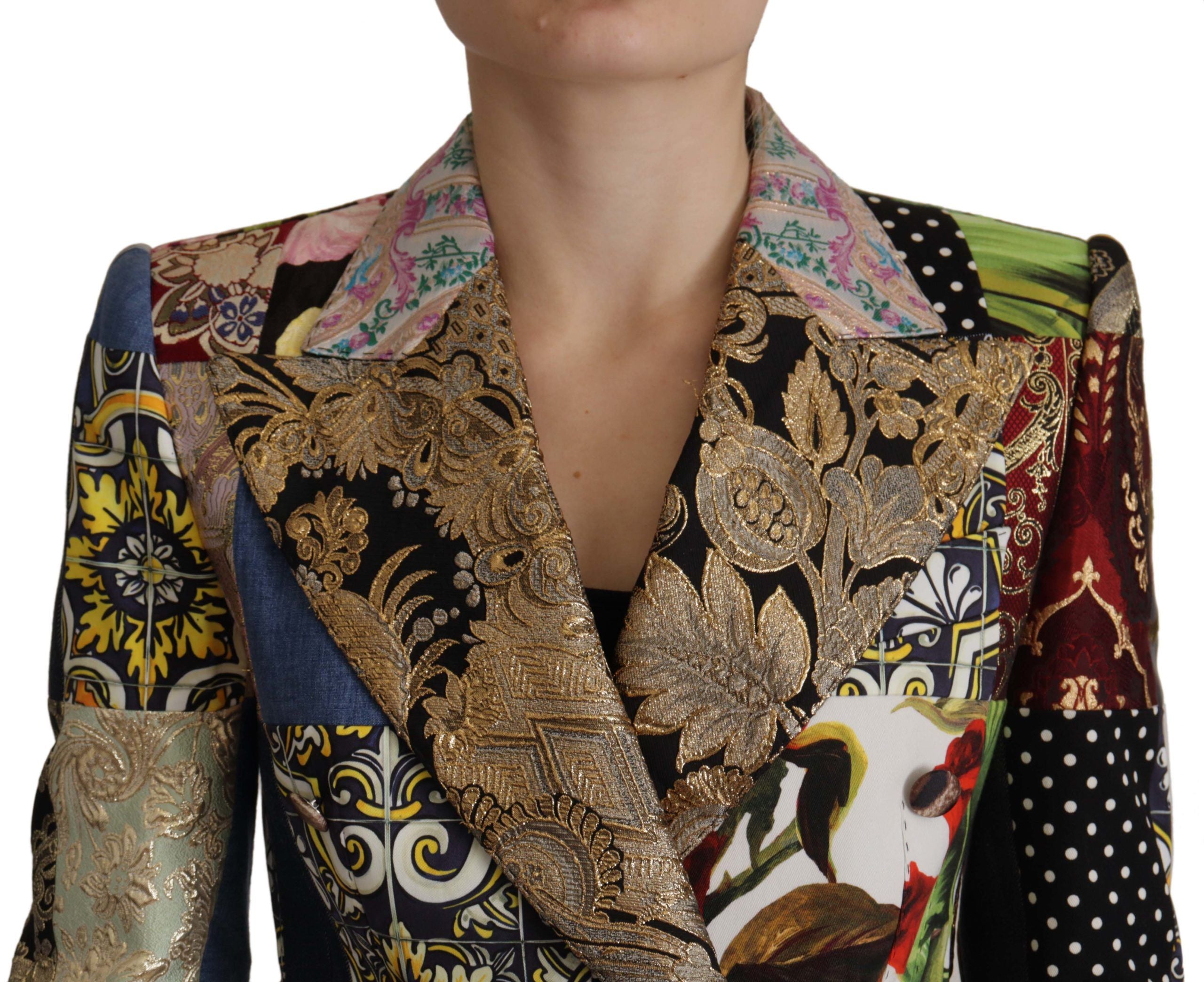 Dolce & Gabbana Mehrfarbiger zweireihiger Patchwork-Jacquard-Blazer