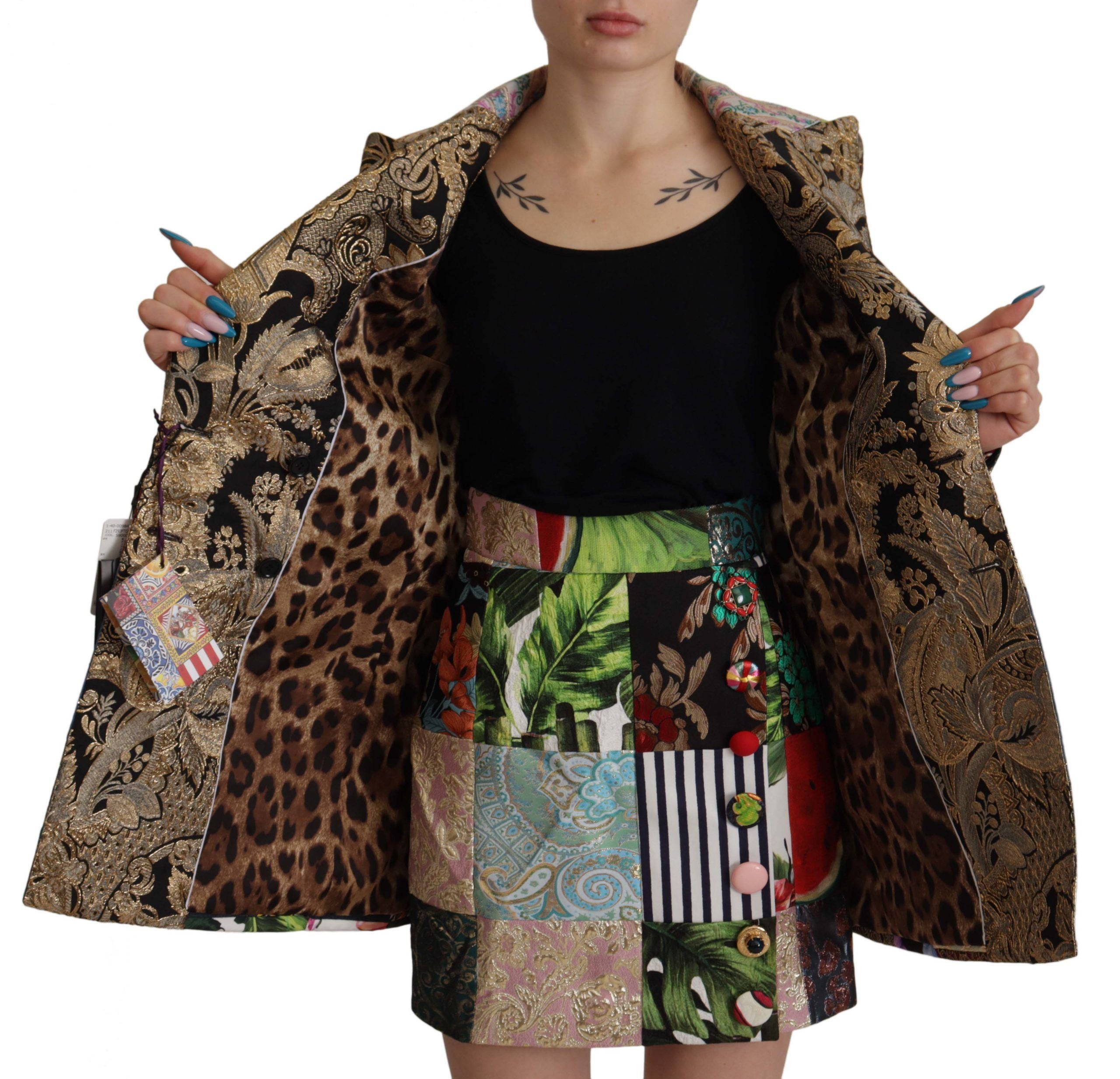 Dolce & Gabbana Mehrfarbiger zweireihiger Patchwork-Jacquard-Blazer