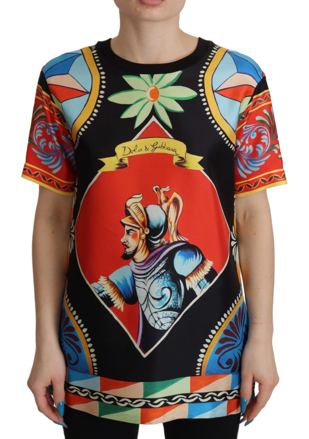 Dolce & Gabbana Seidentop "Multicolor Soldier Carretto"