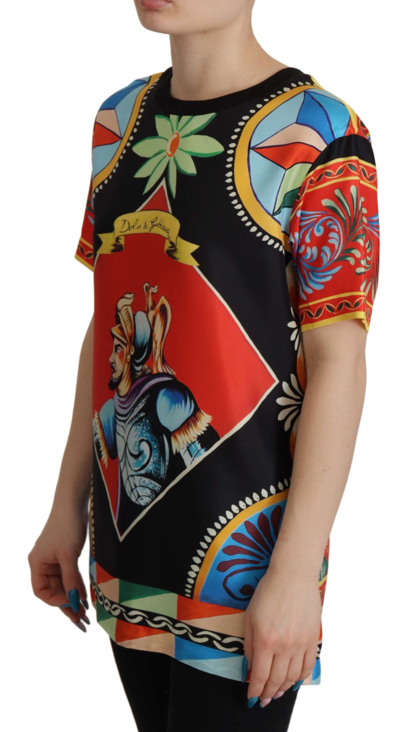 Dolce & Gabbana Seidentop "Multicolor Soldier Carretto"