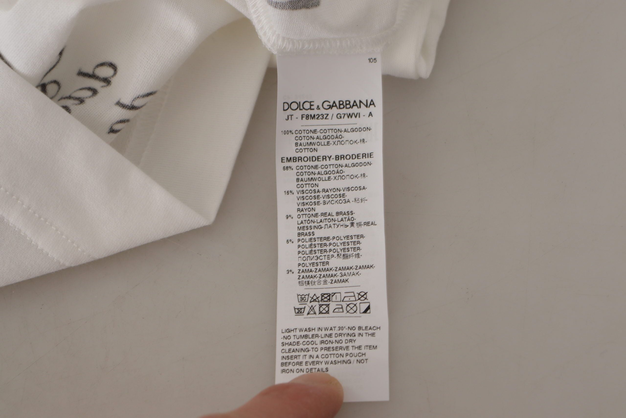 Dolce & Gabbana Weiß Schwarz Rosen Rundhals Baumwoll-T-Shirt