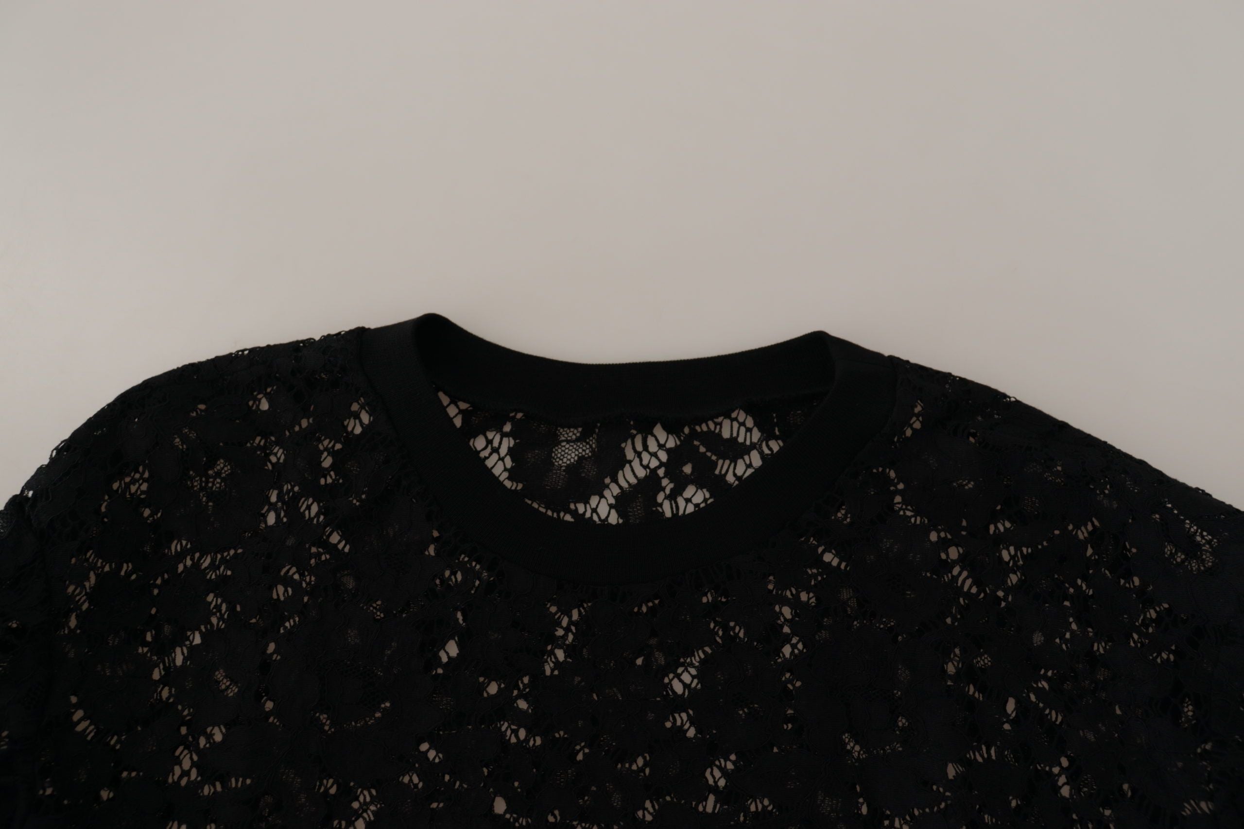 Dolce & Gabbana Zwart Kanten Overhemd met Bloemenpatroon Sicily Blouse