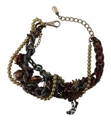 Dolce & Gabbana Gold Brass Sicily Floral Crystal Statement Necklace