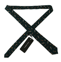 Dolce & Gabbana Zwarte Fles Fantasy Print Zijden Verstelbare Accessoire Stropdas