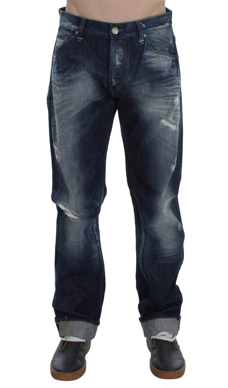 Acht Blue Wash Baumwoll-Denim Regular Fit Jeans