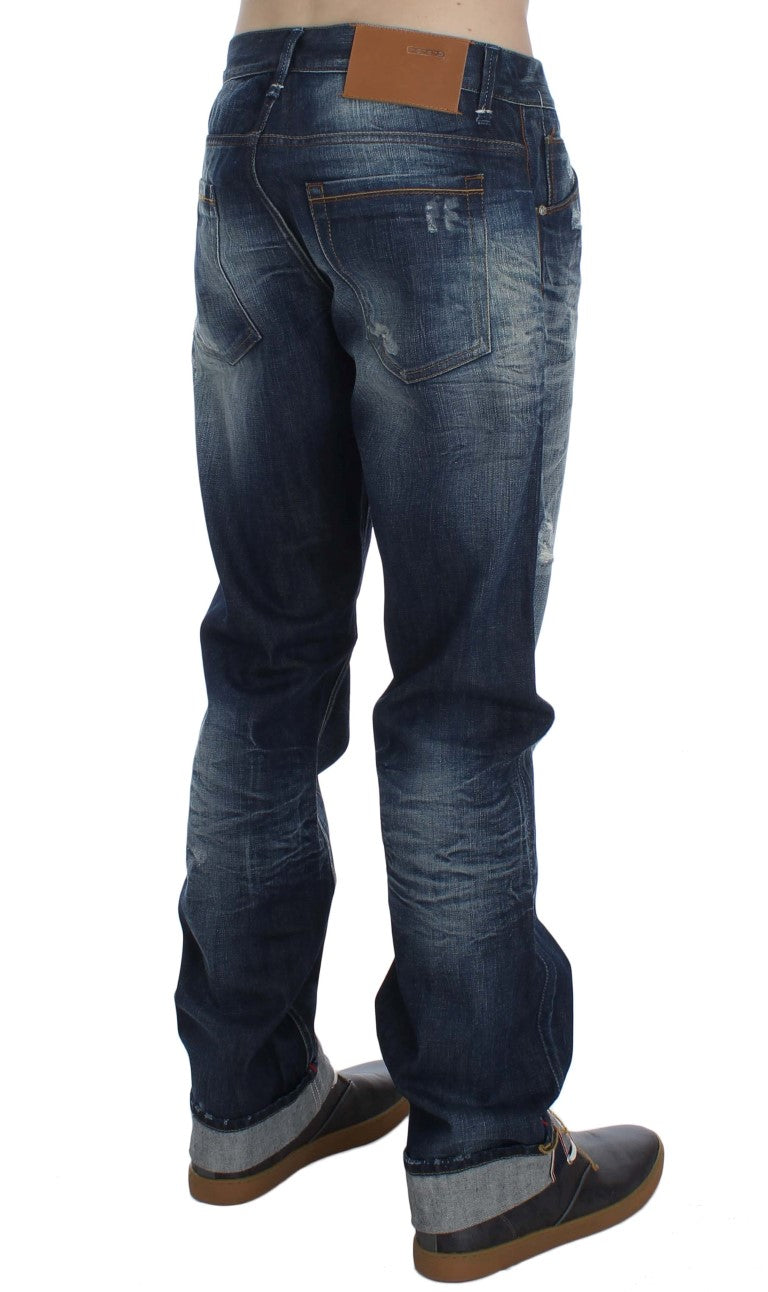 Acht Blue Wash Baumwoll-Denim Regular Fit Jeans