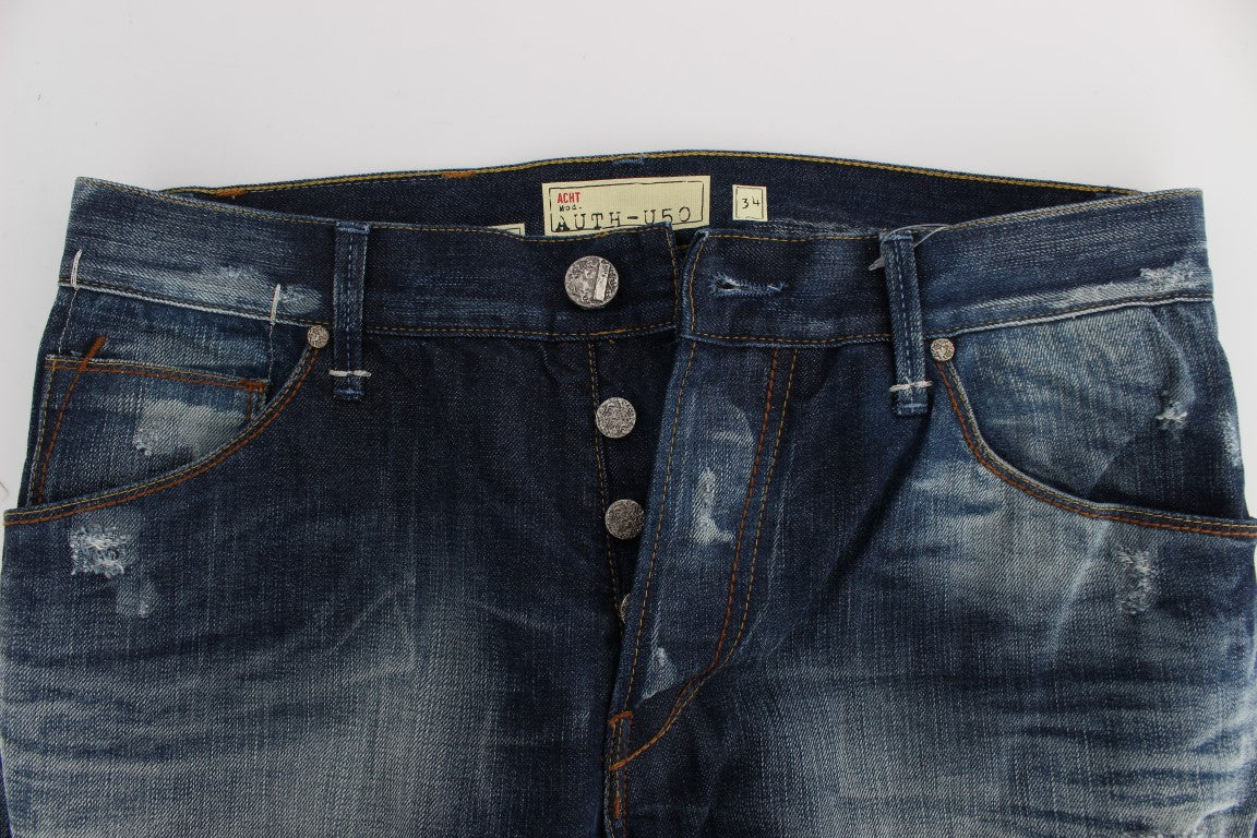 Acht Blue Wash Baumwoll-Denim Regular Fit Jeans