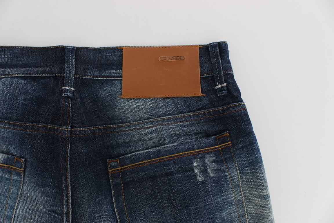 Acht Blue Wash Baumwoll-Denim Regular Fit Jeans