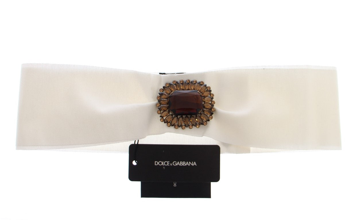 Dolce & Gabbana Breiter Laufsteggürtel aus weißem Kristall und Messing