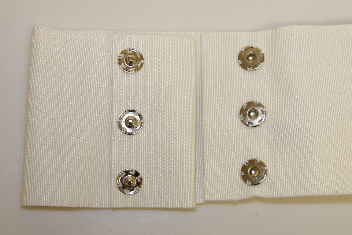 Dolce & Gabbana Breiter Laufsteggürtel aus weißem Kristall und Messing