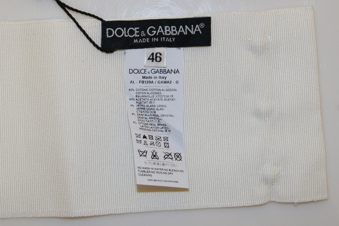 Dolce & Gabbana Breiter Laufsteggürtel aus weißem Kristall und Messing