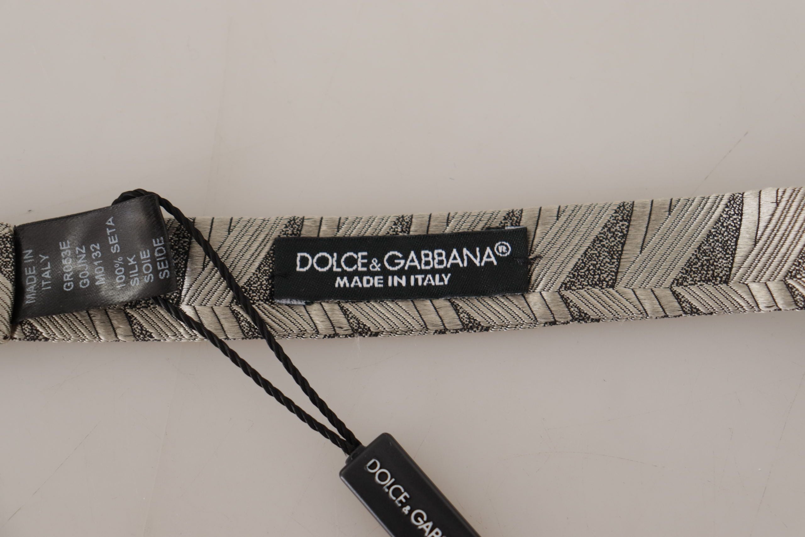 Dolce & Gabbana Graue verstellbare Papillon-Fliege aus 100 % Seide
