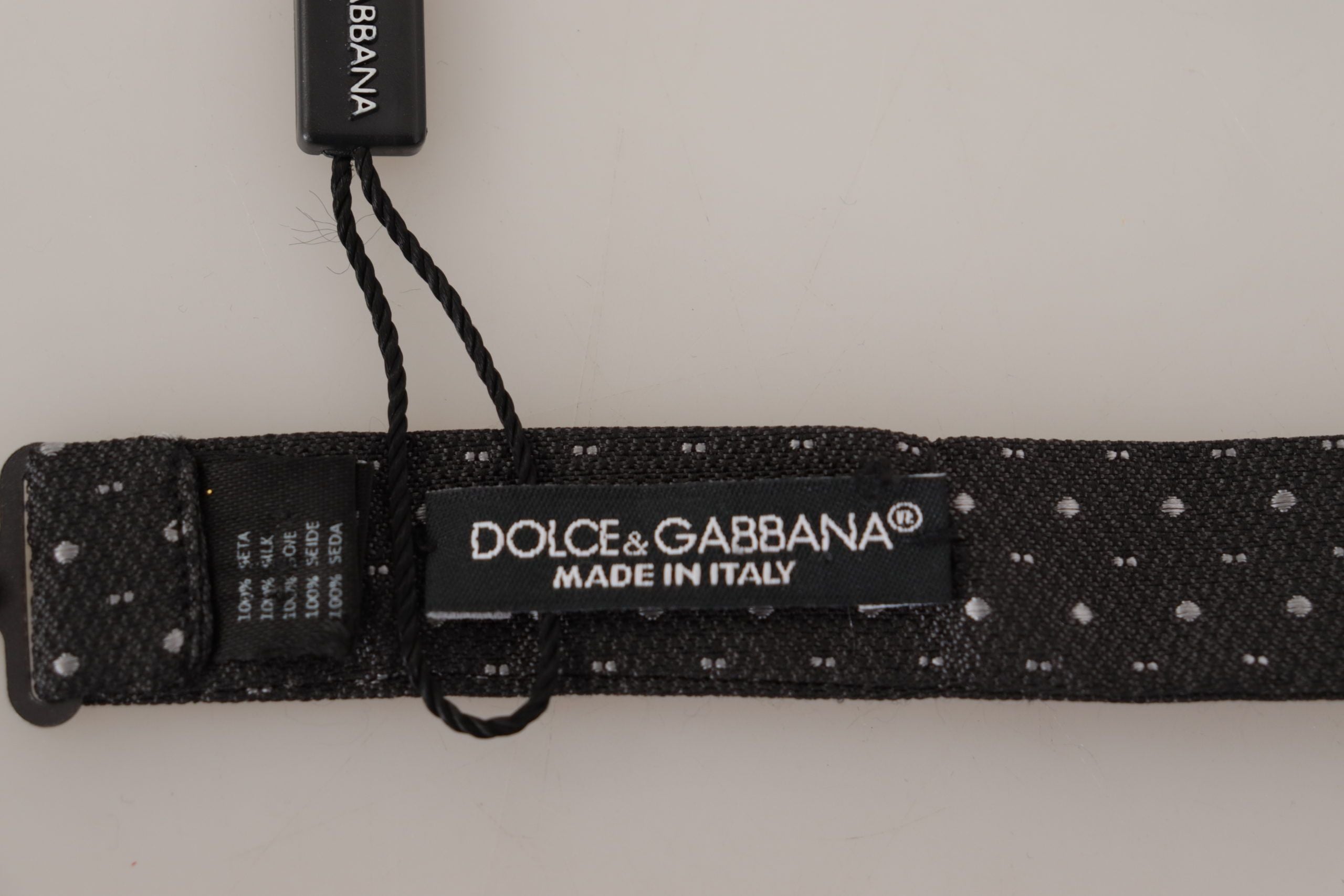 Dolce & Gabbana Graue gepunktete Fliege aus 100 % Seide