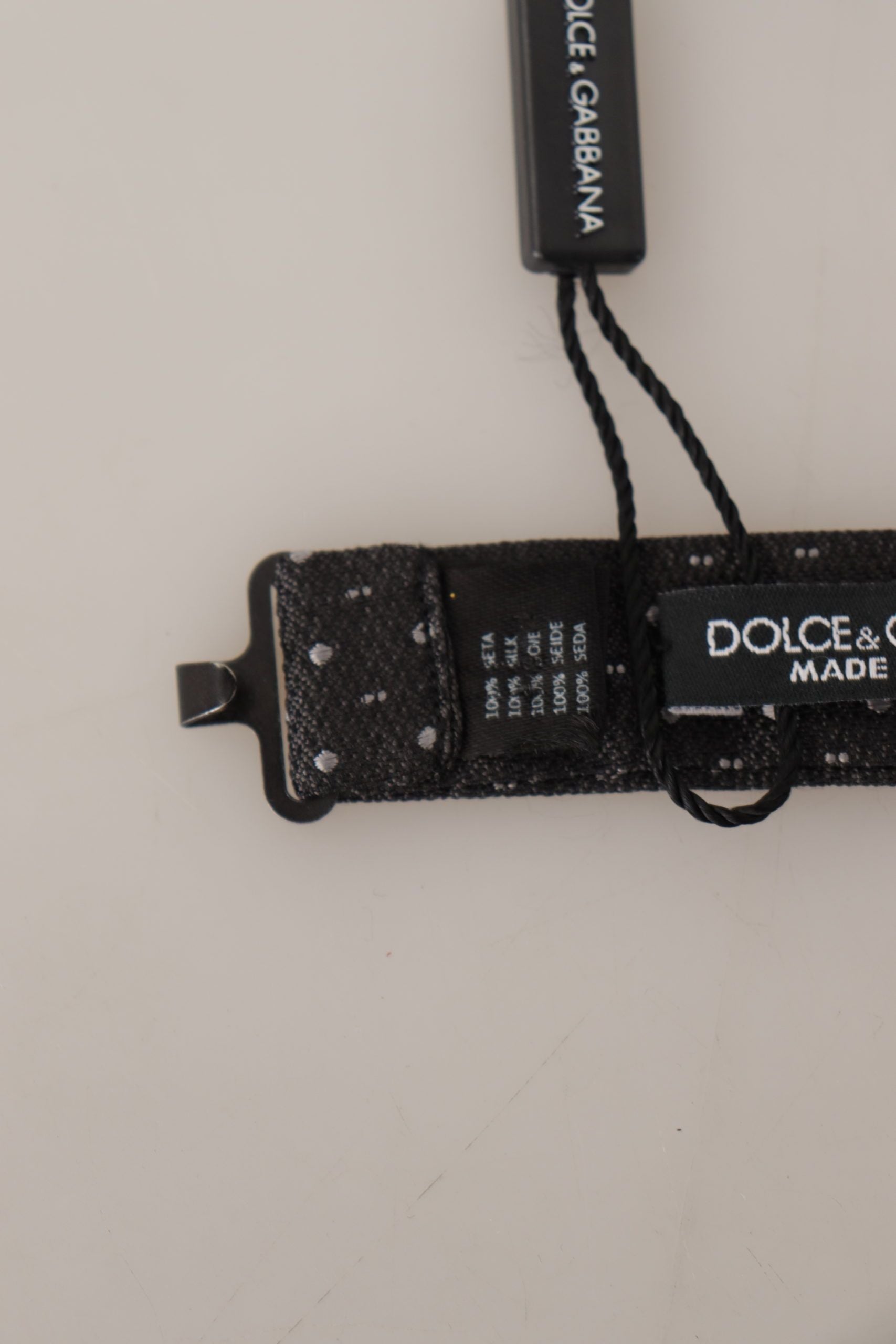 Dolce & Gabbana Graue gepunktete Fliege aus 100 % Seide