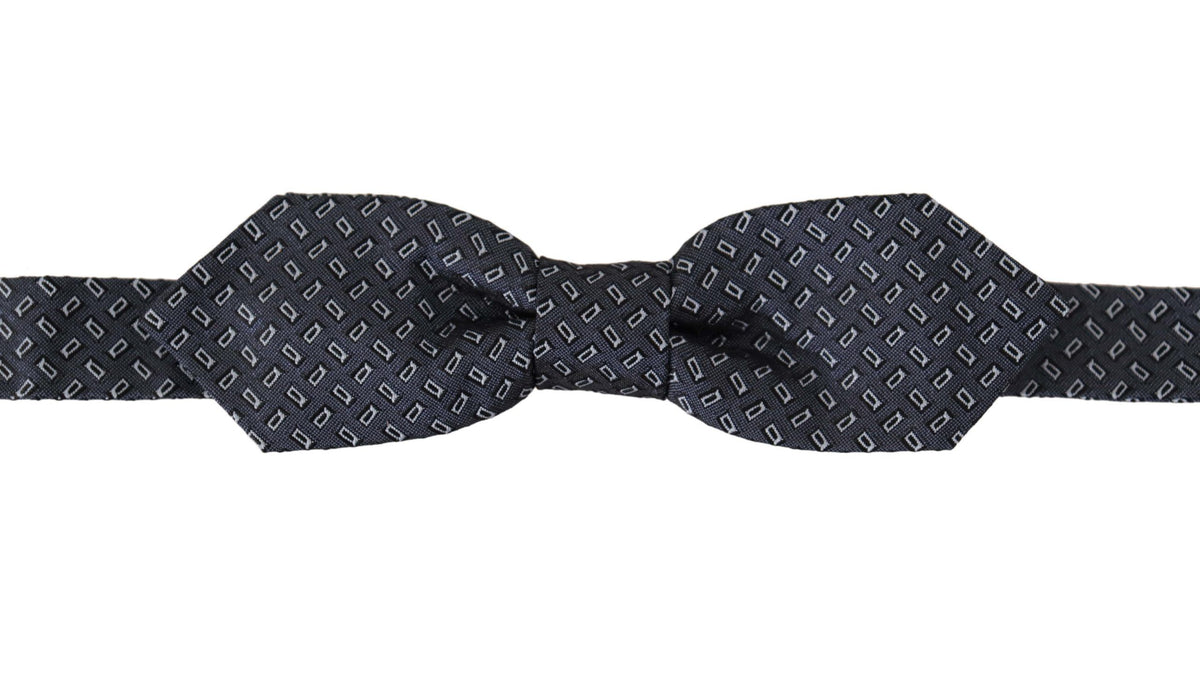 Dolce & Gabbana Blau Grau Gepunktete 100% Seide Halsschleife Krawatte