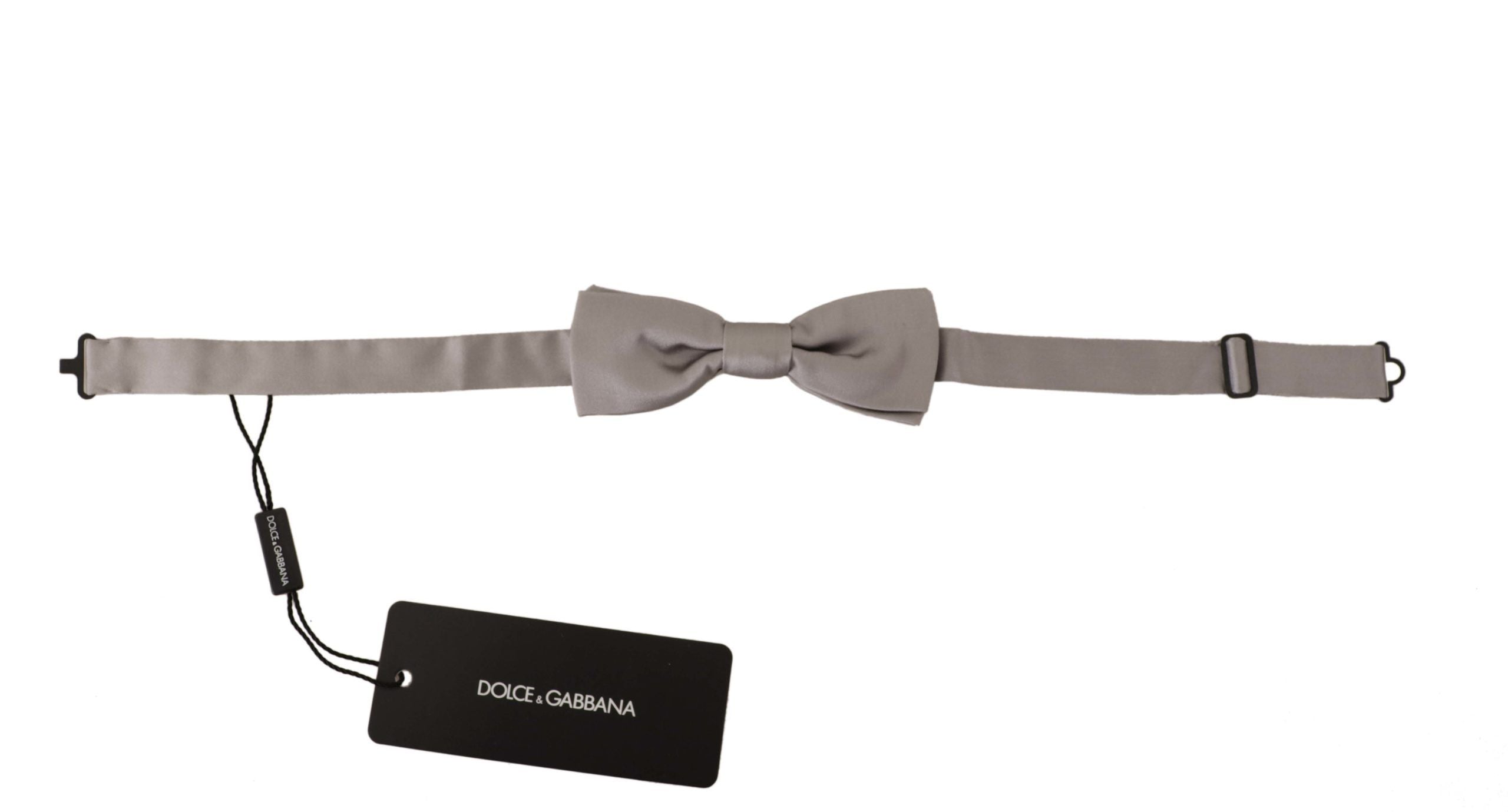 Dolce & Gabbana Zilver 100% Zijden Smalle Verstelbare Vlinderstrik