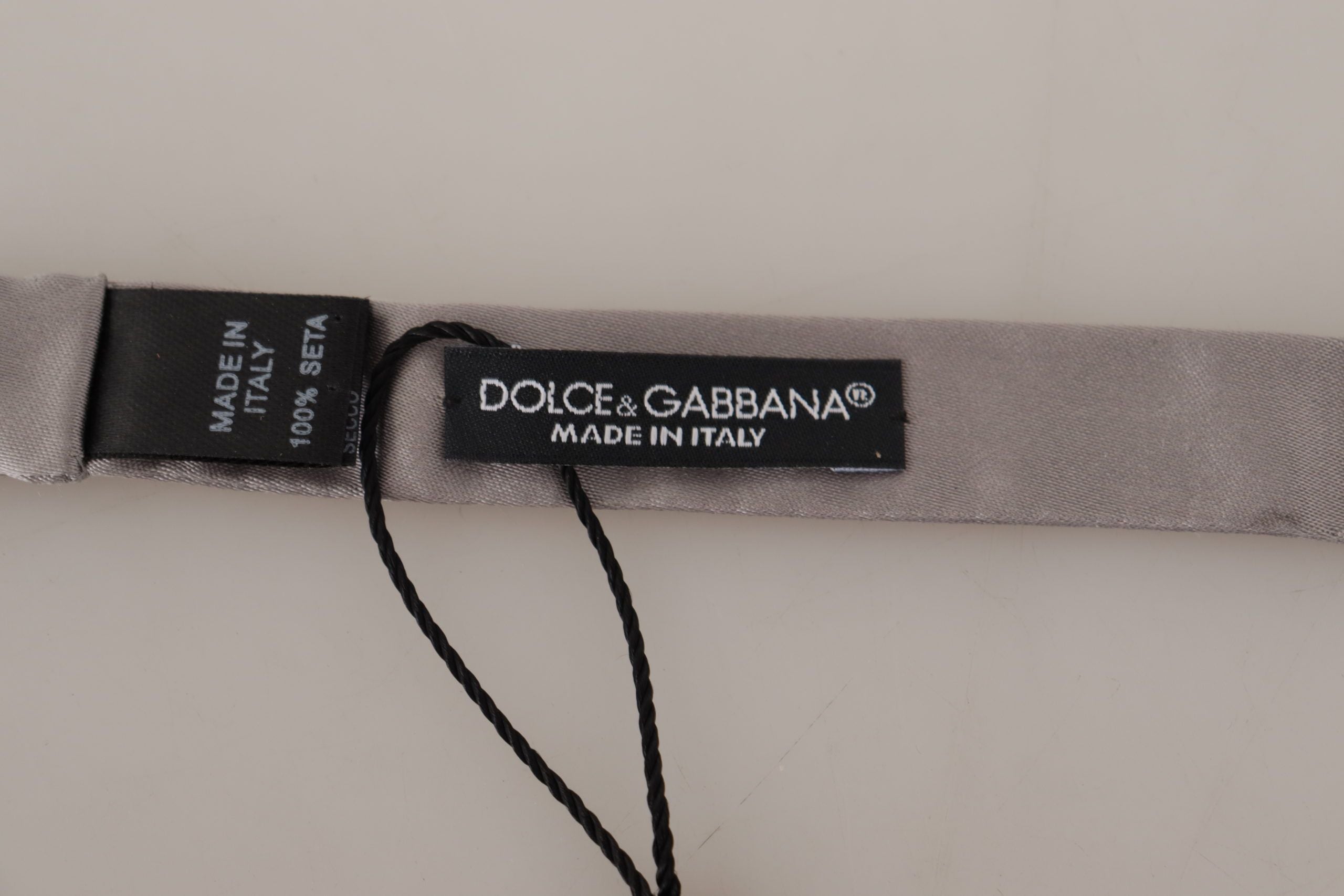 Dolce & Gabbana Zilver 100% Zijden Smalle Verstelbare Vlinderstrik