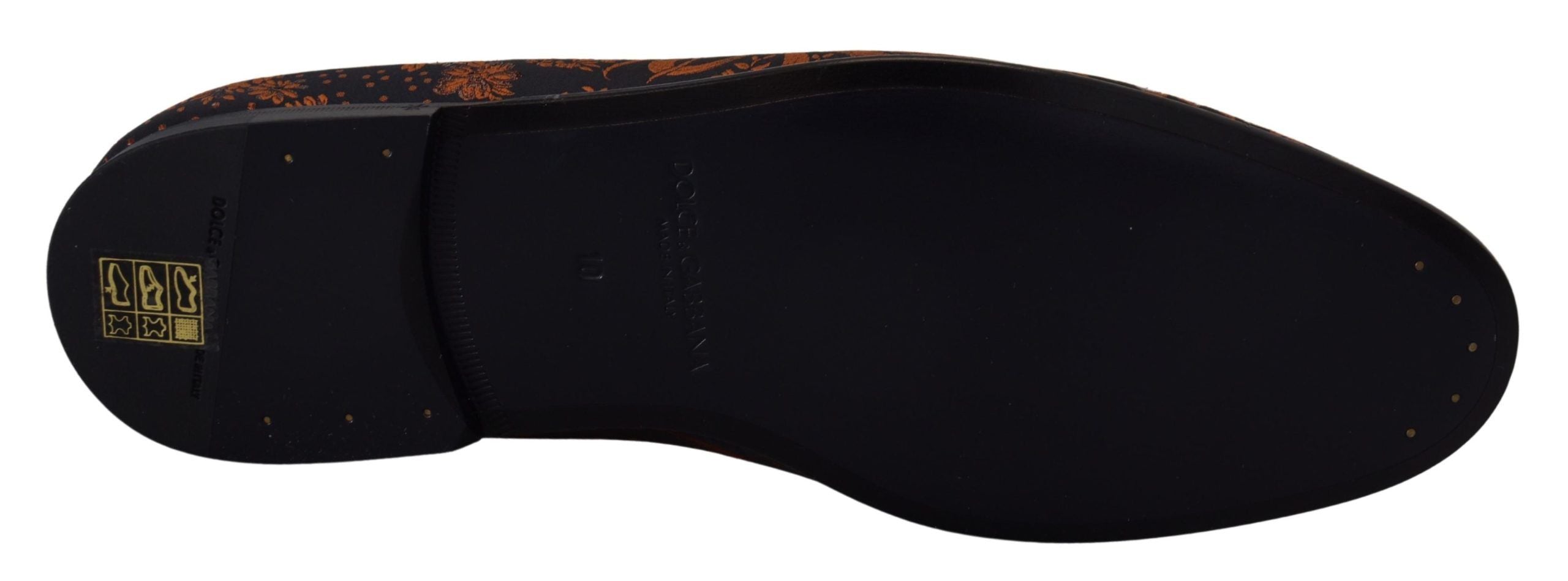 Dolce & Gabbana Blaue Rostfarbene Florale Slipper Loafers Schuhe