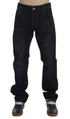 Acht Blue Wash Baumwoll-Denim Straight Fit Jeans