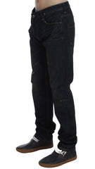 Acht Blue Wash Baumwoll-Denim Straight Fit Jeans