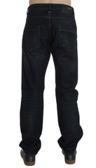 Acht Blue Wash Baumwoll-Denim Straight Fit Jeans