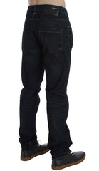 Acht Blue Wash Baumwoll-Denim Straight Fit Jeans