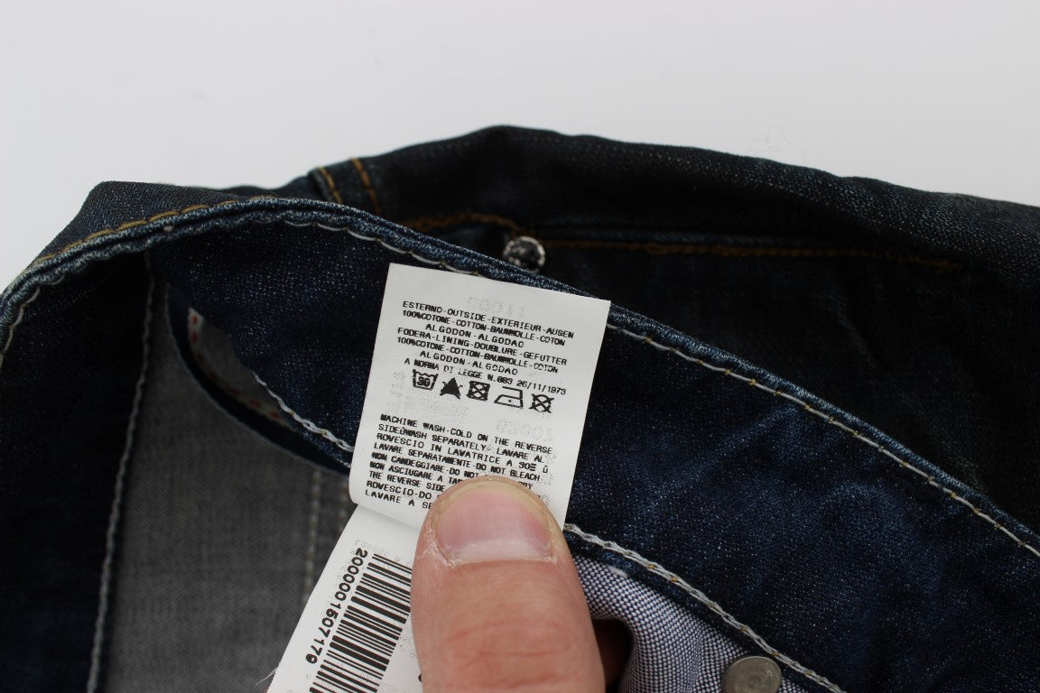 Acht Blue Wash Baumwoll-Denim Straight Fit Jeans