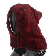 Dolce & Gabbana Bordeaux Hamsterfell Häkelkapuze Schal Mütze