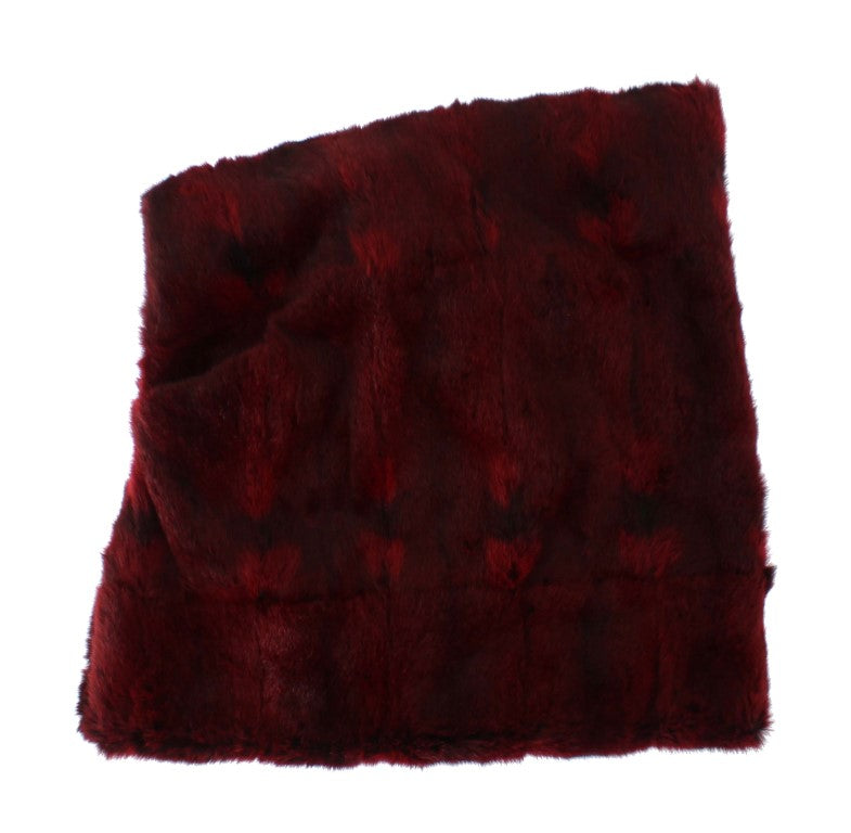 Dolce & Gabbana Bordeaux Hamsterfell Häkelkapuze Schal Mütze