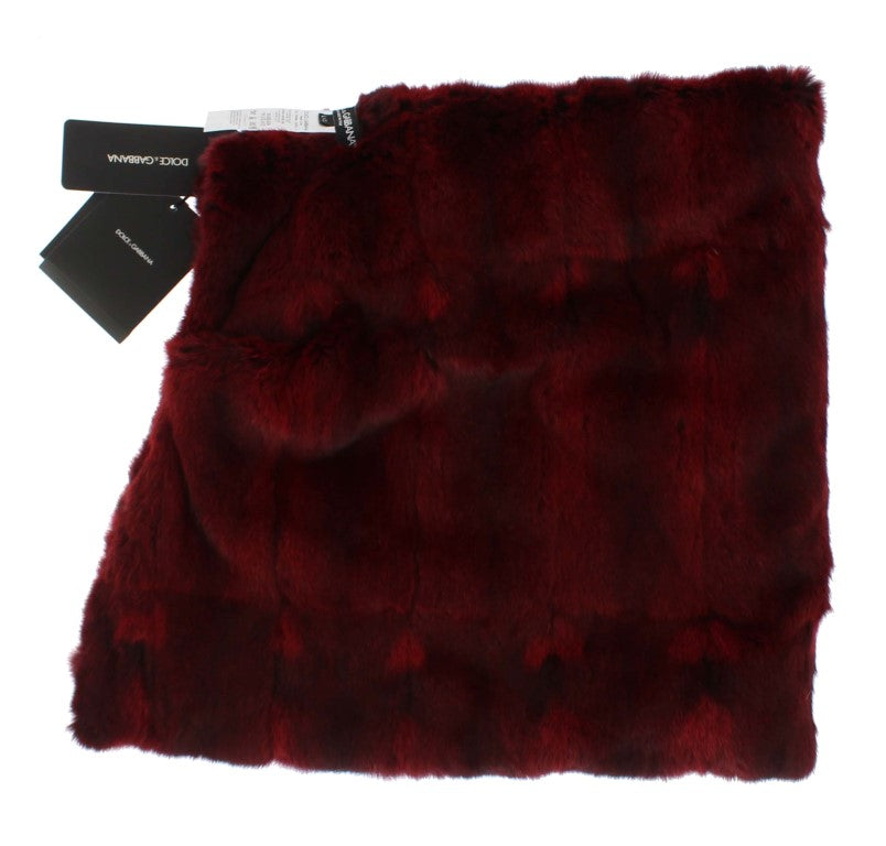 Dolce & Gabbana Bordeaux Hamsterfell Häkelkapuze Schal Mütze