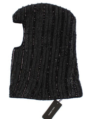 Dolce & Gabbana Schwarze gestrickte Pailletten-Kapuzenmützen-Schal-Mütze