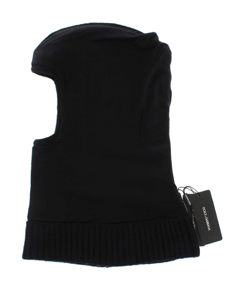 Dolce & Gabbana Schwarze gestrickte Pailletten-Kapuzenmützen-Schal-Mütze