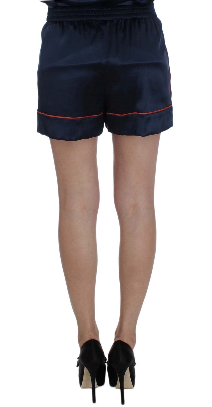 Dolce & Gabbana Blaue Seiden-Stretch-Schlafshorts